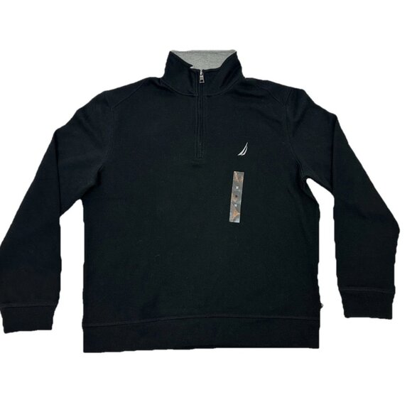 Nautica Quarter-Zip Fleece Sweatshirt - True Black - Medium - NWT - Picture 5 of 11